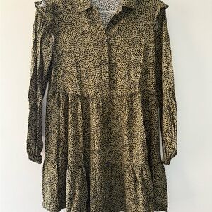 Stradivarius Leopard Print Babydoll short Dress - Size L